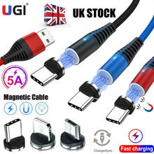 UGI-Cable magnético de carga rápida para móvil, Cable Micro USB tipo C de 1M y 5A para IOS, Android, Samsung, Oneplus, Xiaomi, RedMi, disponible en Reino Unido 2024 - compra barato