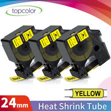 Topcolor-Cinta de etiquetas de 24mm, Tubo termorretráctil, Compatible con Dymo 1805444, cinta Industrial, negra y amarilla, 6000 2024 - compra barato
