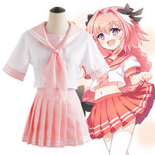 Uniforme de cosplay japonês para meninas, conjunto completo de roupas para estudantes, estilo marinho, blusa + gravata + saia, tamanho grande, rosa 2024 - compre barato