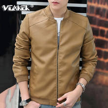 2020 Faux Leather Jackets For Men Coat Bomber Jacket Men's Pu Coats Motorcycle Outwear Khaki Fashion Streetwear Plus Size 4XL 2024 - buy cheap