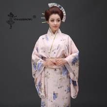 Japan Femmes Japanese Traditional Floral Print Long Kimono Stage Costume Cosplay Cotume Asian Clothings Sexy Geisha Yukata Women 2024 - buy cheap