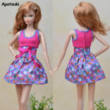 O-Neck Sleeveless Ourfits Dress Doll Clothes for Barbie Dolls Pink Daily Casual Fashion Dresses For 1/6 BJD Doll Accessories Toy 2024 - buy cheap
