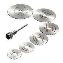 Conjunto de mini serras circulares hss, 7 peças, com haste de extensão, kit de disco de roda de corte para ferramentas rotativas, 22/25/32/35/44/50mm 2024 - compre barato