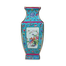 Jingdezhen vaso de cerâmica enfeite novo estilo chinês padrão rosa vaso de esmalte antigo porcelana casa sala de estar vaso de flores 2024 - compre barato