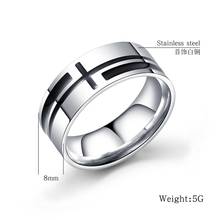 Titanium Steel Cross Men's Ring, Trendy Men's Stainless Steel Ring Gift for Him 2024 - buy cheap