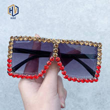 Retro Big Frame Rhinestone Sunglasses Women Brand Designer High Quality Gradient Sun Glasses очки солнечные женские 2024 - buy cheap