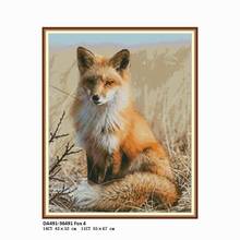 Animal fox pattern cross stitch kit 14CT 11CT counted printing fabric DIY Chinese embroidery kit Home wall decoration painting 2024 - buy cheap