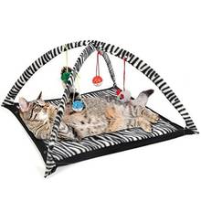 Забавная кошка Игровая палатка с подвесными шариками игрушки шарики кошка кровать палатка котенок Коврик для упражнений игровое одеяло Портативные товары для домашних животных 2024 - купить недорого