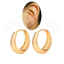 Ladies Minimalist Thick Rose Gold Circle Huggie Hoop Earrings Brass Metal Smooth Ear Ring For Women Girl Wedding Jewelry Gifts 2024 - buy cheap