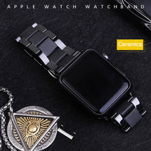 Керамический ремешок для Apple Watch Series 6 SE 5 4 3 iwatch 42 мм 38 мм металлический браслет с пряжкой-бабочкой ремешок для apple watch 44 мм 40 мм 2022 - купить недорого
