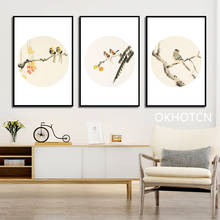 Pintura en lienzo de pájaro, póster nórdico de estilo chino, imágenes de pared para sala de estar, decoración del hogar, carteles e impresiones 2024 - compra barato