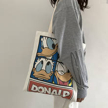Disney-bolso de hombro de mickey mouse para niño y niña, bolsa de compras de gran capacidad con dibujos animados del Pato Donald, canves 2024 - compra barato