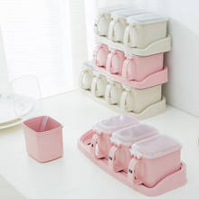 Caja de condimentos de plástico con rejilla independiente, juego de tarros de condimentos para cocina, hogar, creativo 2024 - compra barato