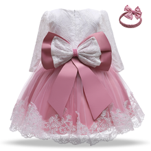 Baby Girls Long Sleeve Dress Winter Newborn Christening Gown Red Christmas Costume 1st 2nd Birthday Party Lace Princess Dress 2024 - buy cheap