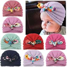 Fashion New Cotton Girl Hat Autumn Winter Baby Boy Girl Hat Colorful Bow Elastic Cute Baby Turban Cap For 0-3 year czapka zimowa 2024 - buy cheap