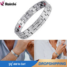 Rainso Trendy Stainless Steel Bracelets For Men With Magnet Health Care Bio Energy Jewerly Bracelet Homme Classic Man Bangles 2024 - buy cheap