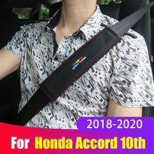 Leather Car Safety Belt Cover Seat Belt Pad For Honda Accord X 10th 2018 2019 2020 Auto Seatbelt Shoulder Protective Strap Pad 2024 - buy cheap