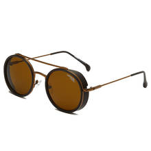 Gafas de sol clásicas redondas para hombre y mujer, lentes de sol Estilo Vintage, Retro, para conducir y pescar, color marrón, estilo Steam punk 2024 - compra barato