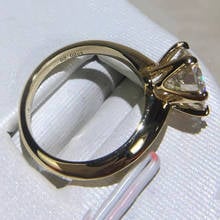 Anillo clásico de oro amarillo de 18K con 6 garras, joyería de moissanita con bordes lisos, anillo de compromiso de aniversario para regalo 2024 - compra barato