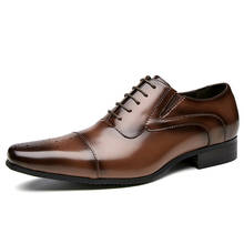 Zapatos de vestir Oxford para hombre, calzado Formal de cuero genuino con cordones, hecho a mano, para boda 2024 - compra barato