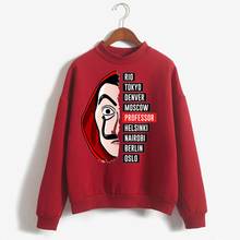 Moletom com capuz feminino, roupa de inverno la casa de papel, casaco com capuz engraçado 2024 - compre barato