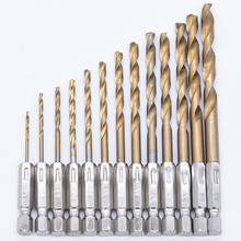 13pcs Titanium Coated Drill Bit Set Hex Shank Twist Drill Multifunction Woodworking Tools Electric Screwdriver Drill Wind Bit 2024 - buy cheap