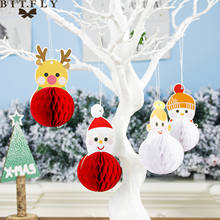 Adorno colgante de alce de muñeco de nieve de papel, decoración de linterna de panal para Navidad y Año Nuevo, suministro para fiesta en casa 2024 - compra barato