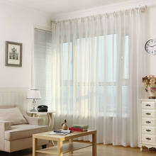 Cortinas de tul de color blanco puro para sala de estar, visillo Pastoral, Rural, elegante, a rayas, para ventana y balcón, M135C 2024 - compra barato
