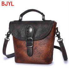 2020 New Vintage Leather Women Handbag Literary Female Small Bucket Bag Handmade Leather Shoulder Messenger Doctor Bags Original 2024 - buy cheap