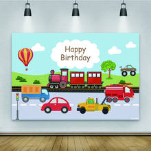 Laeacco Boys Cars Transportation Theme Birthday Party Backdrop for Photo Studio Custom Name Backgrounds Photocall Photophone 2024 - buy cheap
