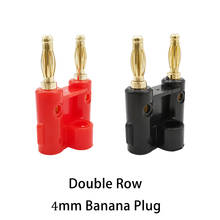 1/2/5 par 4mm dupla fileira banana plug áudio alto-falante parafuso terminal fio conector banhado a ouro 4mm twin banana macho plugue transversal 2024 - compre barato