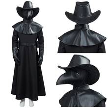 (In the stock) Kids Cosplay Plague Doctor Costume Hat Leather Black Gown Uniform Halloween Carnival Horror Fancy Dress Children 2024 - buy cheap