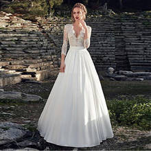 Сексуальное кружевное платье с v-образным вырезом и рукавами «четверть», свадебное платье, плиссированные вечерние винтажные женские свадебные платья, весенняя одежда 2024 - купить недорого