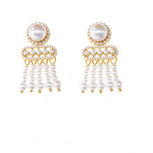 Simulation Pearl Long Drop Earrings Female White Round Pearl Wedding Pendant Earrings Fashion Tassel Metal Jewelry Earrings 2024 - buy cheap