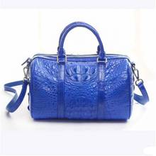 Ourui bolsa de mão feminina couro de crocodilo, bolsa para mulheres couro legítimo azul lightning 2024 - compre barato