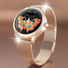 Smartwatch feminino impermeável, relógio inteligente novo da moda com monitor de batimentos cardíacos e sono para android e ios, ip68, 2021 2024 - compre barato