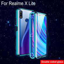 Роскошный Магнитный адсорбционный чехол для OPPO Realme X Lite, металлическая рамка, двусторонняя стеклянная крышка RealmeX Lite, защитный чехол для телефона 2024 - купить недорого