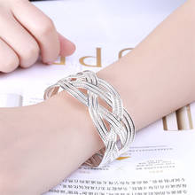925 Sterling Silver Intertwined Bangle For Woman Wedding Engagement Fashion Charm Party Jewelry Gift 2024 - buy cheap