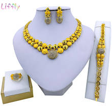 Liffly conjunto de joias estilo africano, colar pulseira brincos festa cristal joias de garotas presente de aniversário 2024 - compre barato