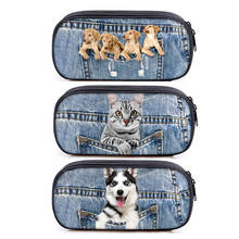 cute kitten cat / puppy dog printing Coin Purse pencil holder boys girls school case stationary bags kids Women Storage bag 2024 - buy cheap