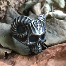 316L Stainless Steel Horned Ring Evil Skull Ring Punk Biker Jewelry Unique Silver Color 2024 - buy cheap