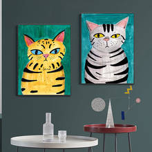 Cartoon Cute Cat Abstract Modern Poster and Print Canvas Painting Wall Art Nursery Picture Living Room Kids Bedroom Home Decor 2024 - buy cheap