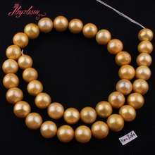 10mm Round Beads Ball Yellow Freshwater Pearl Natural Stone Beads For DIY Necklace Bracelets Jewelry Making 14.5" Free Shipping 2024 - buy cheap