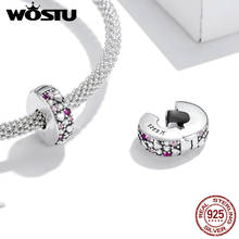 Wostu-abalorios de plata esterlina 100% 925 para mujer, accesorio brillante con forma de corazón Simple, CZ, compatible con Pulsera Original de plata, joyería, FIC1745 2024 - compra barato