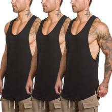 3 Pack Solid Workout Gym Mens Tank Top Vest Muscle Guys Fitness Sleeveless Shirt Cotton  Fashion Clothing Bodybuilding Singlets 2024 - buy cheap