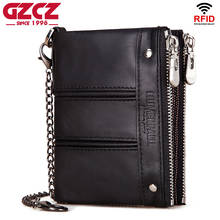 GZCZ-cartera de estilo clásico de cuero genuino para hombre, billetera masculina corta, tarjetero, bolsas de dinero, Vallets de alta calidad a la moda 2024 - compra barato