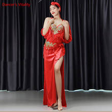 Women Belly Dance Group Competition Dress Slap-Up Diamond Bra Strap Robe Battery Set Oriental Indian Dance Performance Dresses 2024 - buy cheap