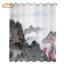 Cortinas asiáticas, pintura tradicional china, paisaje Sakura, cerezo, árbol, Montañas nubladas, sala de estar, dormitorio, ventana, sello 2024 - compra barato