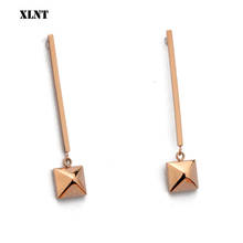XLNT-Pendientes de barra geométricos para mujer, aretes largos y verticales de Color rosa, simples, a la moda 2024 - compra barato