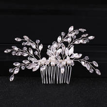 Trendy Leaf Crystal Bridal Hair Comb tiara Hair Accessories Wedding Bridal Headpiece Hair ornaments Bride Women Hair Jewelry 2024 - buy cheap